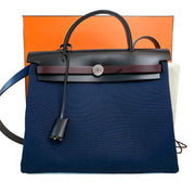Hermes Herbag Zip 31 Bag Blue/Black/Burgundy